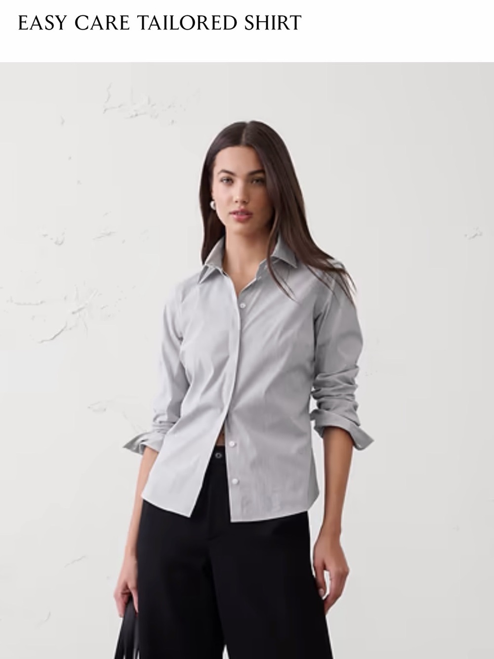 Banana Republic Women's Black and White Micro-Stripe Button-Down Shirt